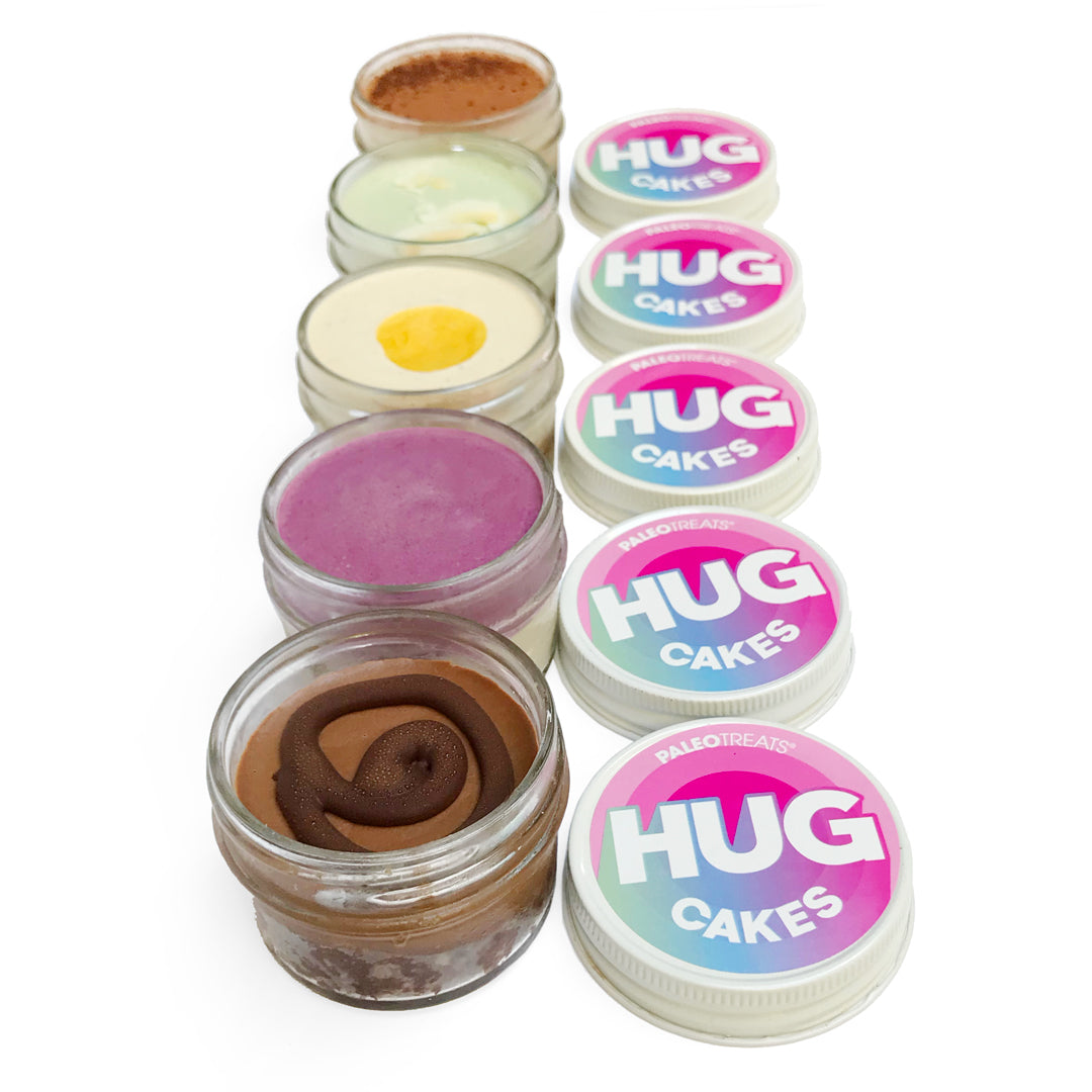 All the hug cakes vegan cakes in a jar by Paleo Treats.