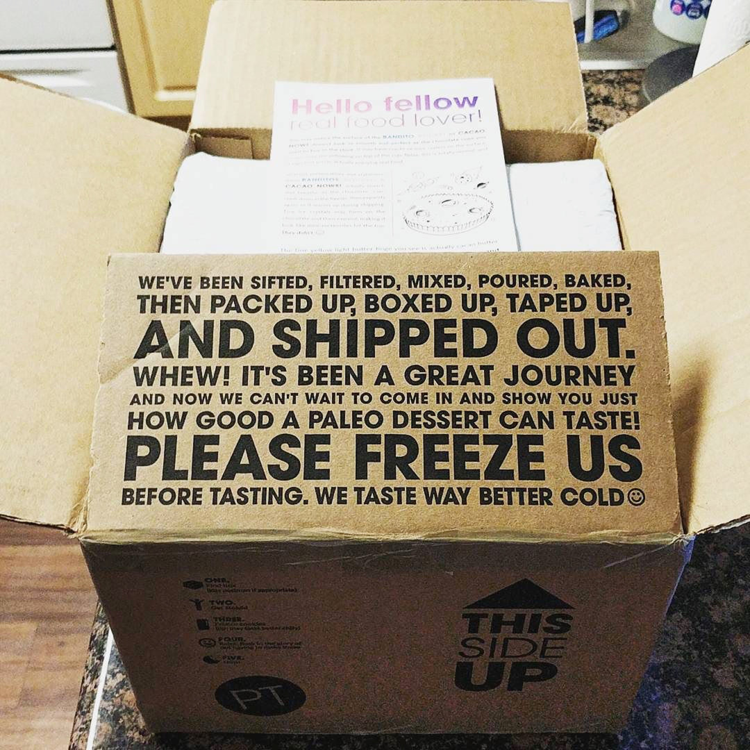 Box of gluten free paleo cookies by Paleo Treats.