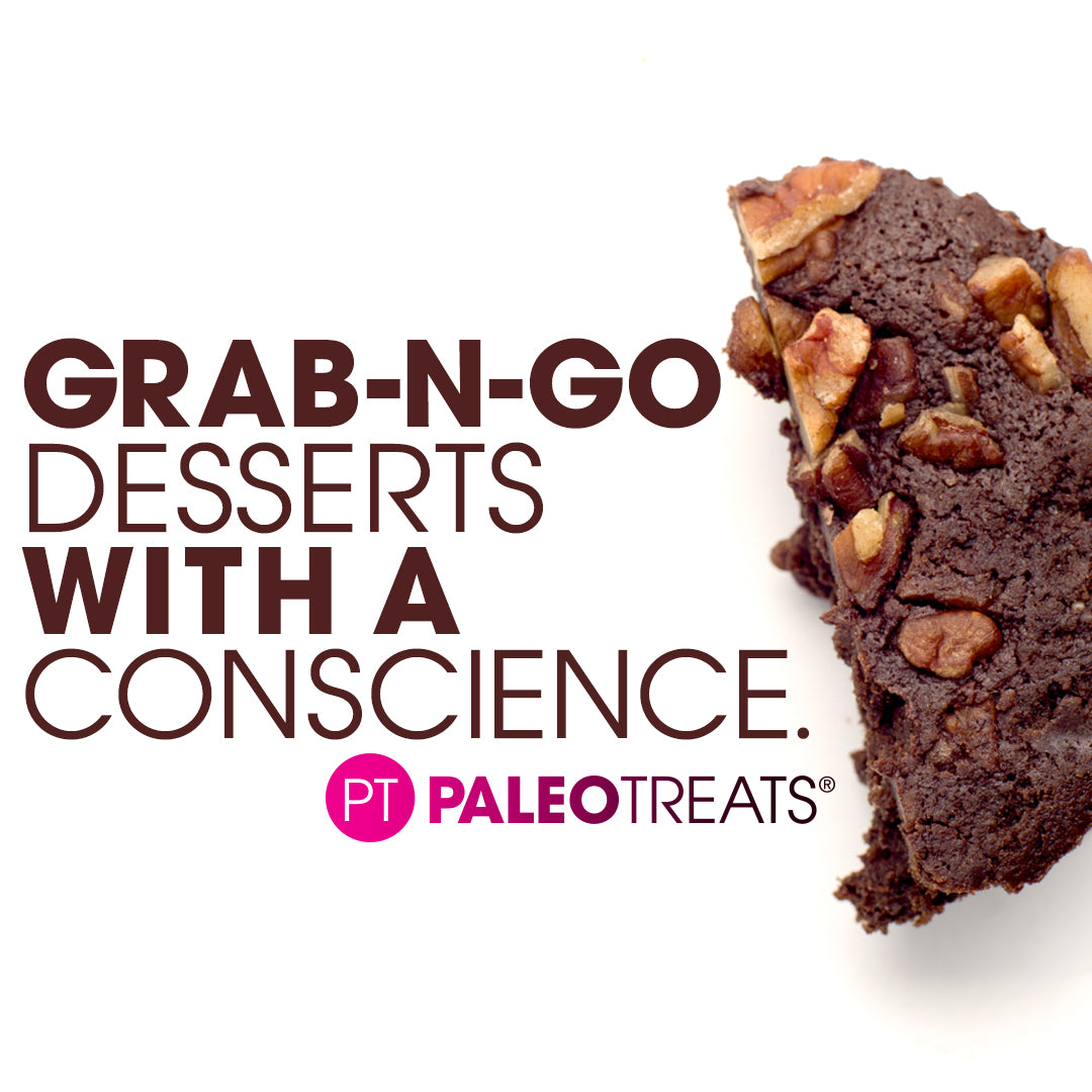 Brownie bomb promo poster grab n go desserts with a conscience by Paleo Treats.