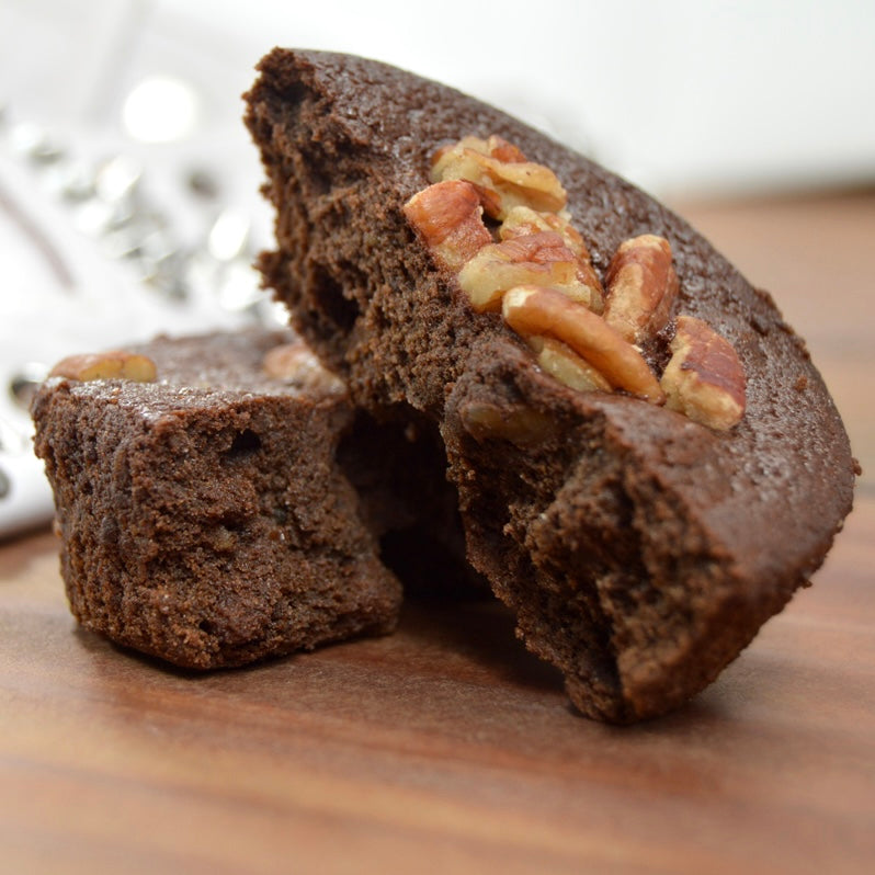 Brownie bomb split stacked grain free brownie by Paleo Treats.