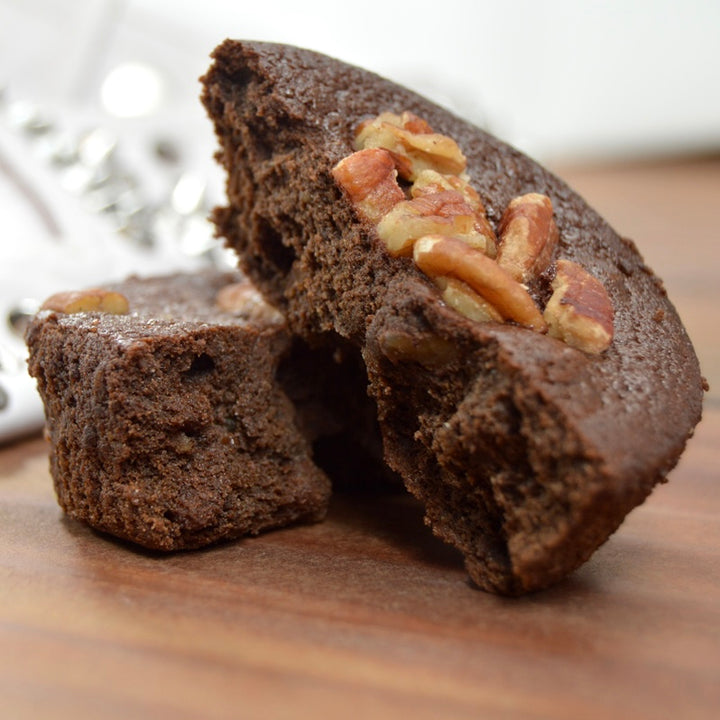 Brownie bomb split stacked grain free brownie by Paleo Treats.
