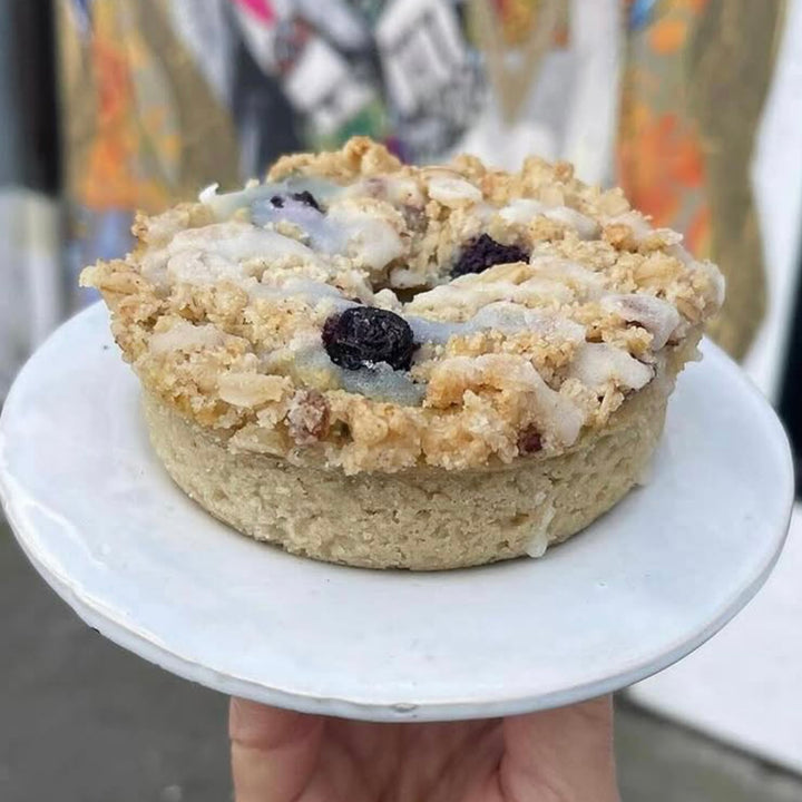Protein keto donut for kids who like blueberry by Paleo Treats.