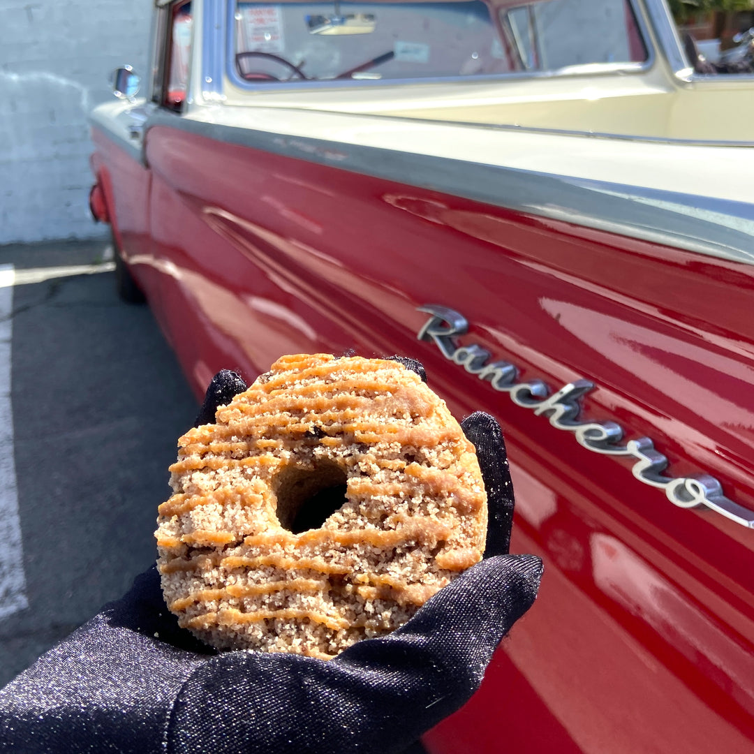Protein keto donut in back of our san diego shop.