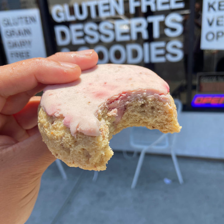 Protein keto donut that is moist and delicious by Paleo Treats.