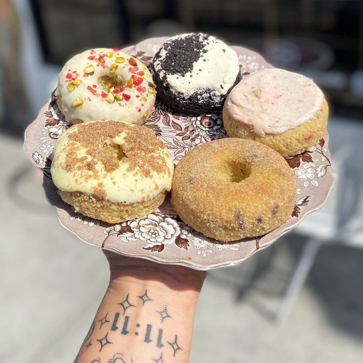 Protein keto donuts with over 20 grams protein each by Paleo Treats.