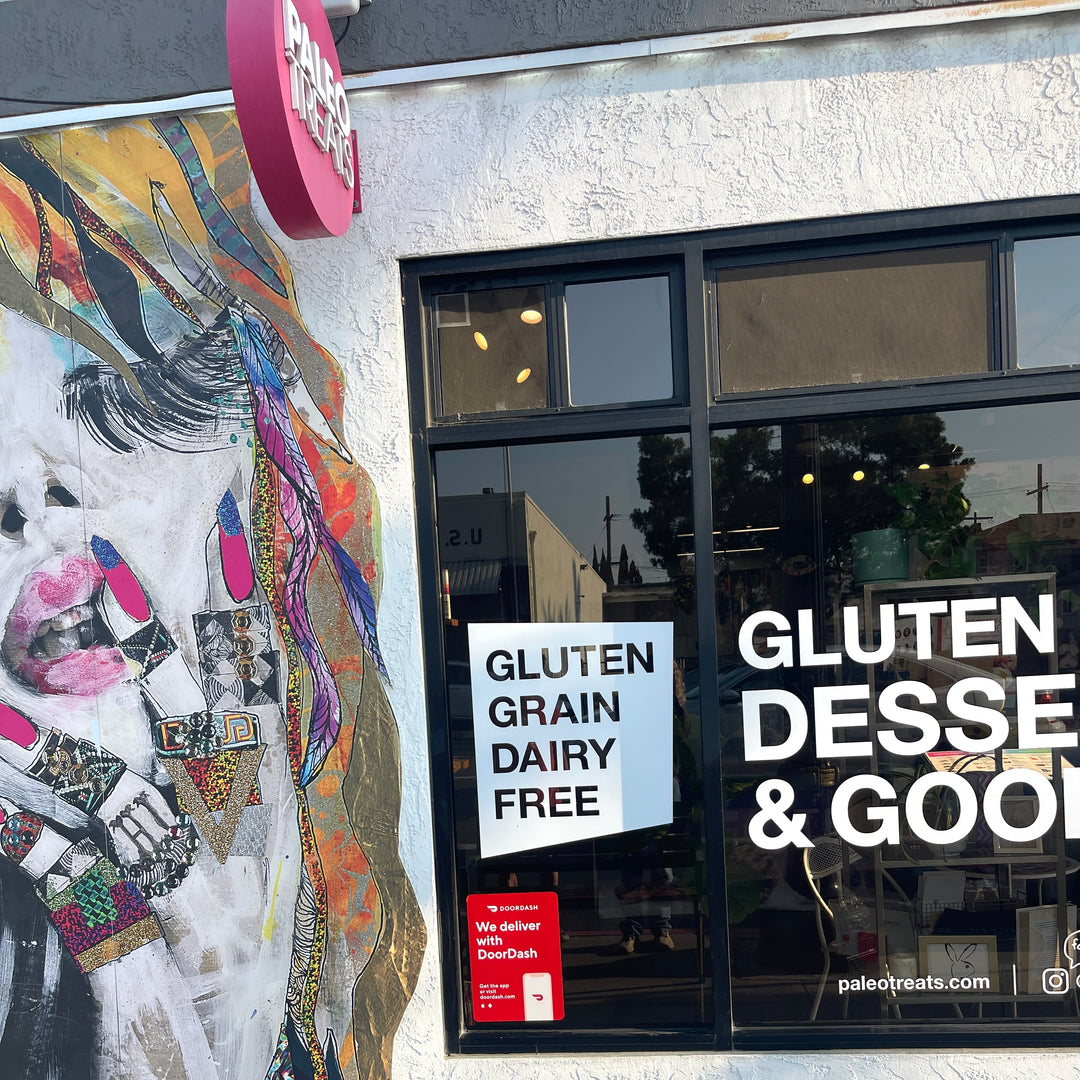 Small stack sampler front of paleo treats store in normal heights san diego on adams ave.