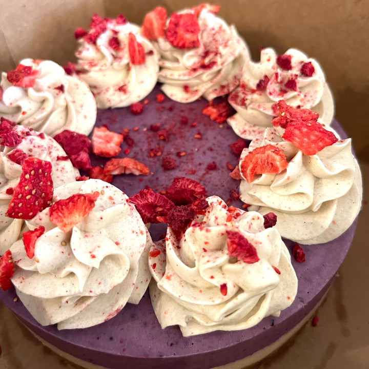 Vegan gf cake berry with cream on top dairy free by Paleo Treats.