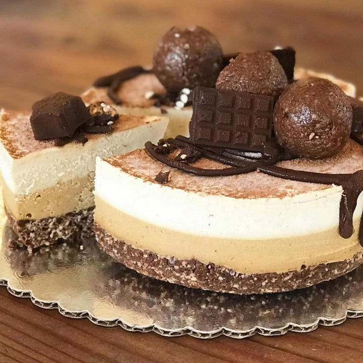 Vegan gf cake egg free tiramisu birthday cake by Paleo Treats.