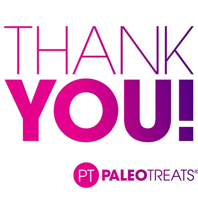 Vegan gf cake thank you by Paleo Treats.