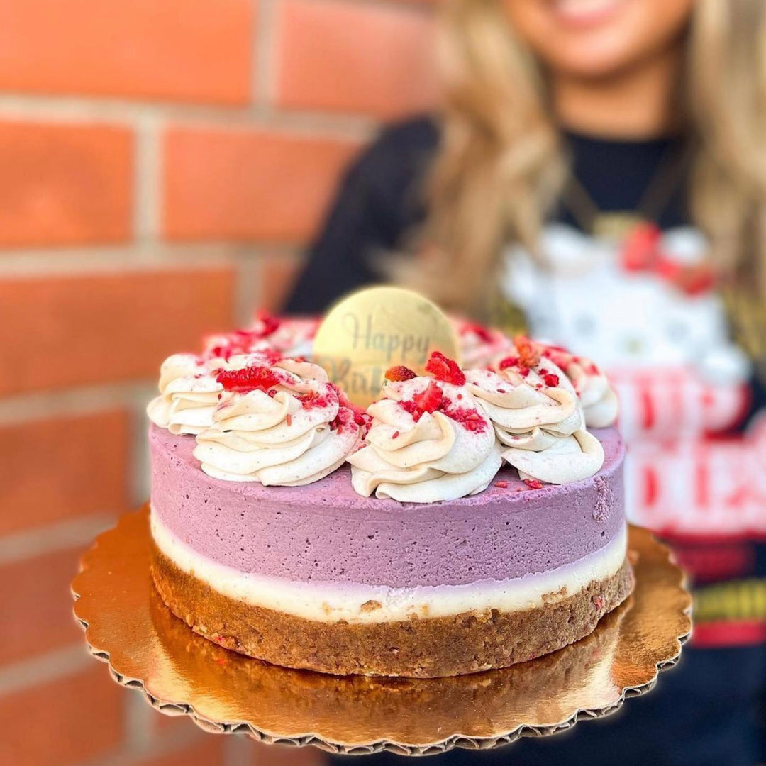 Vegan gf cake triple berry cake offering by Paleo Treats.