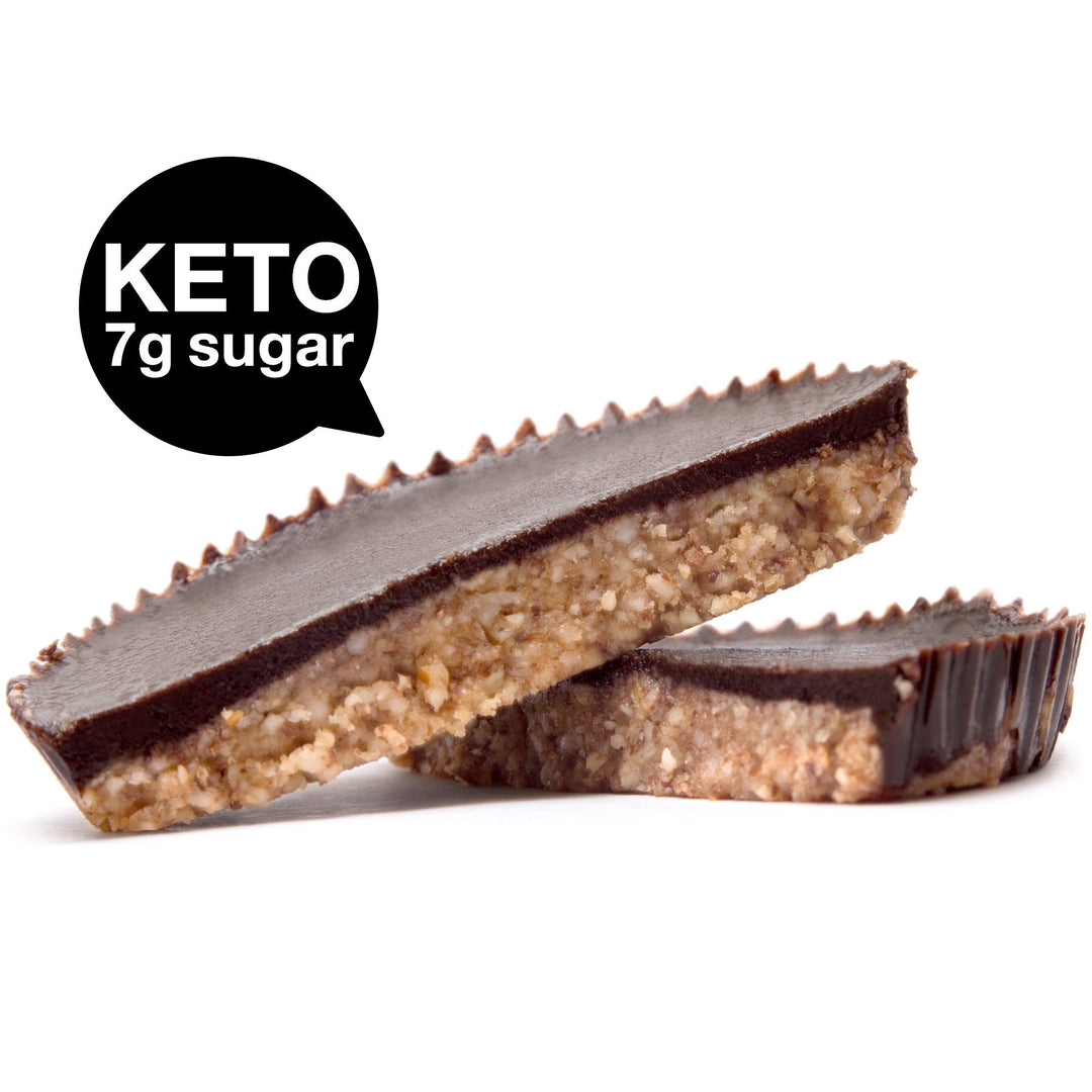 The Bandito by Paleo Treats is a keto version of a peanut butter chocolate cup except with almond butter.  With only 7g of sugar and under 10 net carbs, this is a delicious and keto safe dessert.